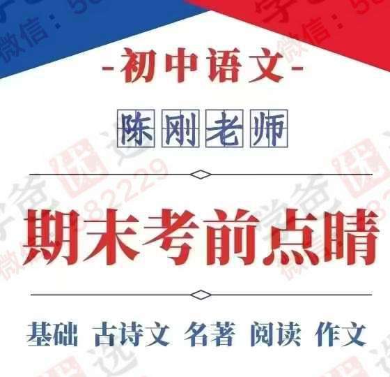 【002954】【初中语文】【加密】陈刚初中期末考前点睛（基础、古诗文、名著、阅读、作文）五大板块逐一梳理训练-学爸优选