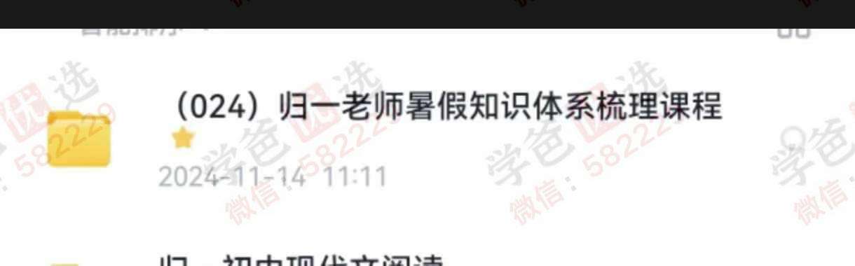 【002997】【初中语文】【加密】归一：语文知识体系梳理课（24暑）-学爸优选