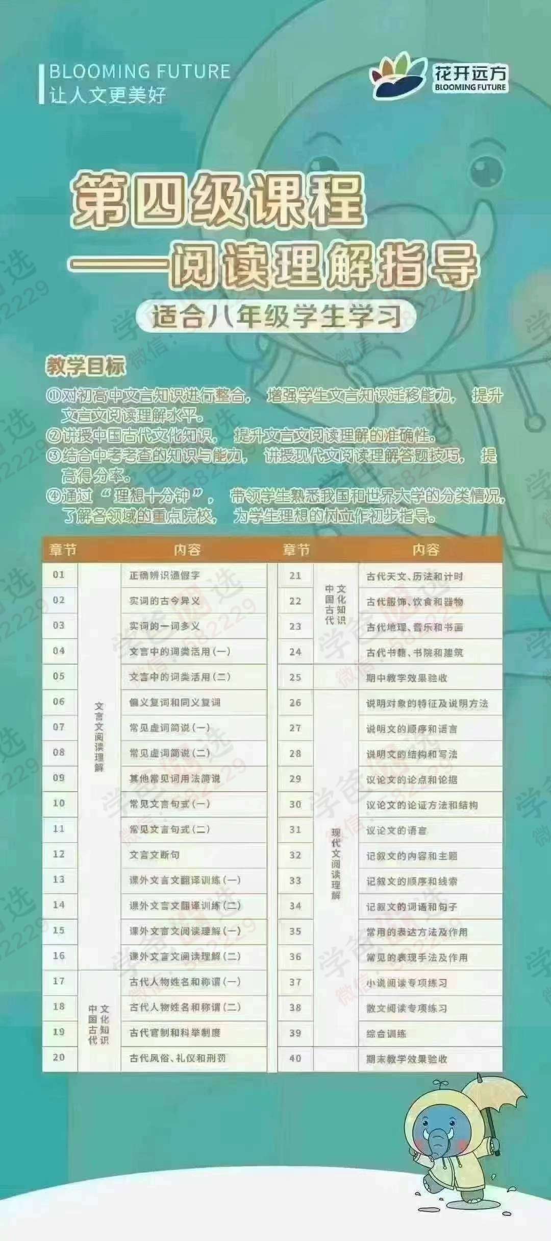 【003039】【初中语文】【加密】花开远方：阅读理解文学三四级（适合七八年级）-学爸优选