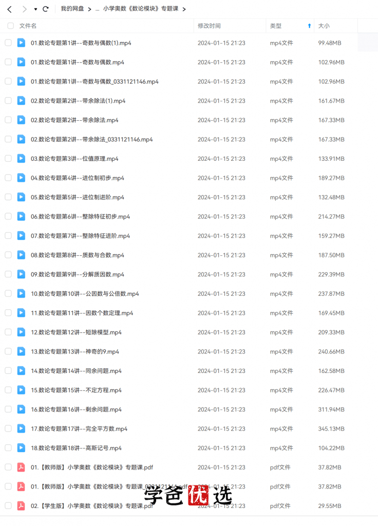 图片[2]-【001132】【小学数学】许泓宇（宇神）培优奥数：数论模块专题课-学爸优选