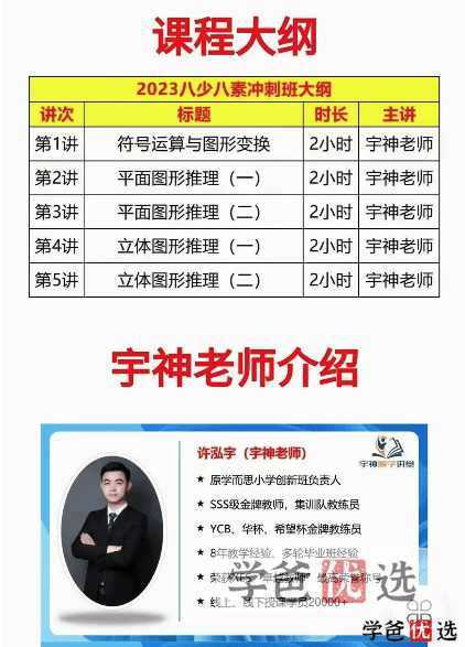 图片[3]-【001238】【小学数学】宇神：八少八素神测冲刺班（初试+复试）-学爸优选