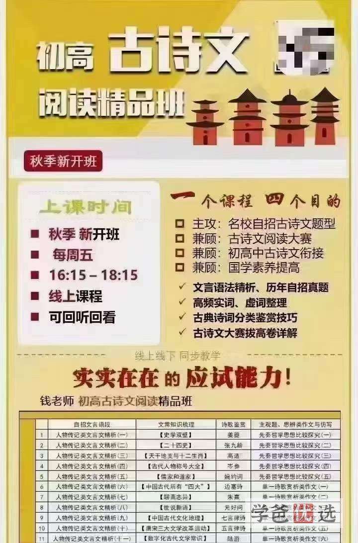 图片[2]-【000141】【初中语文】钱老师：初高中古诗文阅读（11讲）-学爸优选