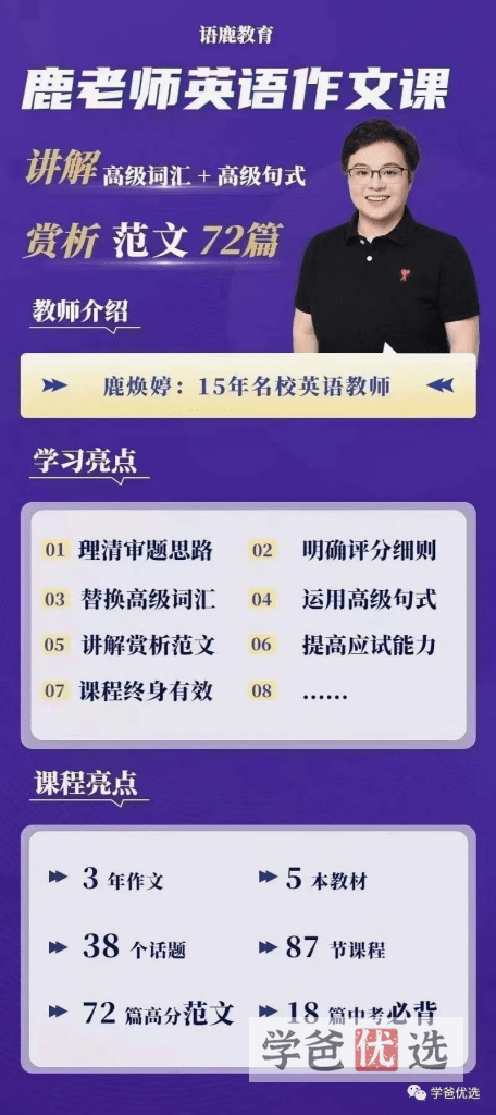 图片[2]-【001656】【初中英语】鹿老师：英语作文技巧和话题写作（适合整个初中）-学爸优选