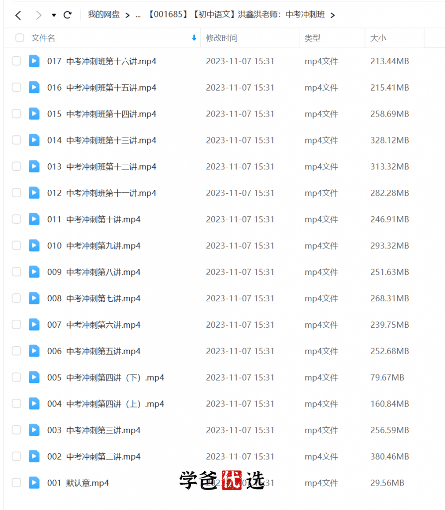 图片[2]-【001685】【初中语文】【免费】洪鑫洪老师：中考语文冲刺班-学爸优选