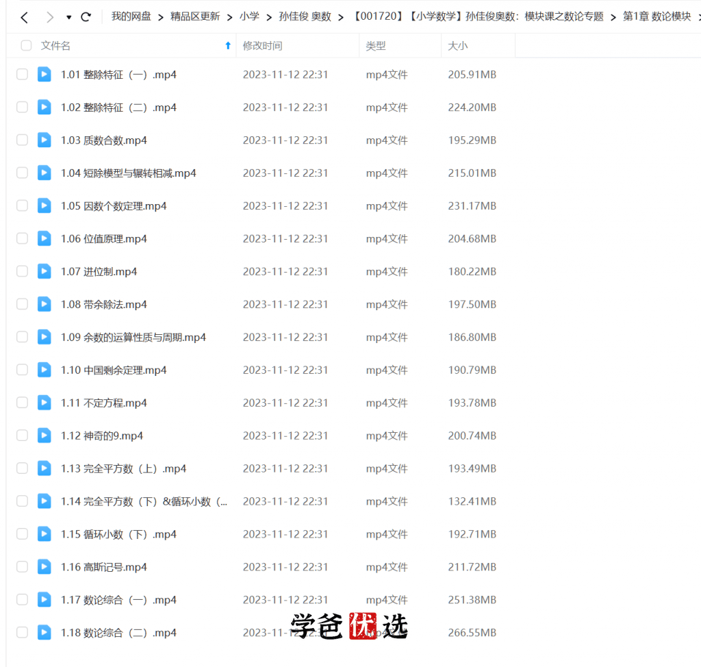 图片[3]-【001720】【小学数学】孙佳俊奥数：模块课之数论专题-学爸优选