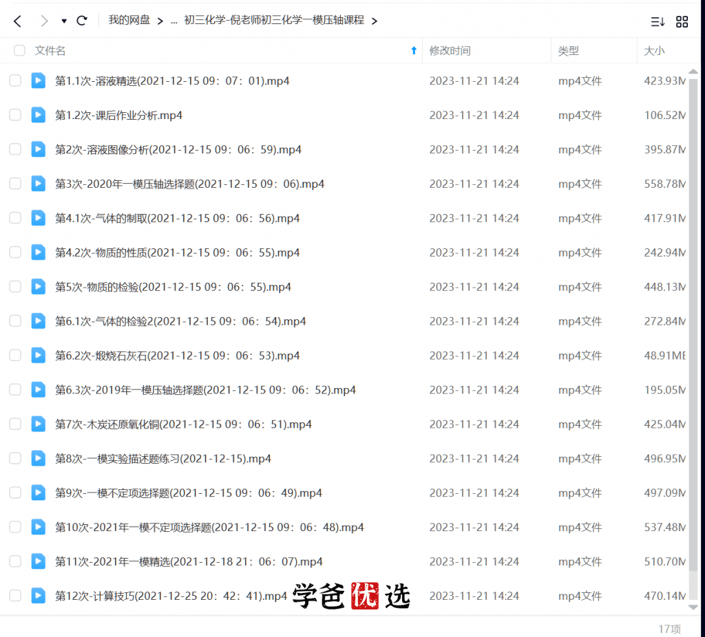 图片[4]-【001734】【初中化学】倪老师：初三化学一模二模中考压轴冲刺-学爸优选