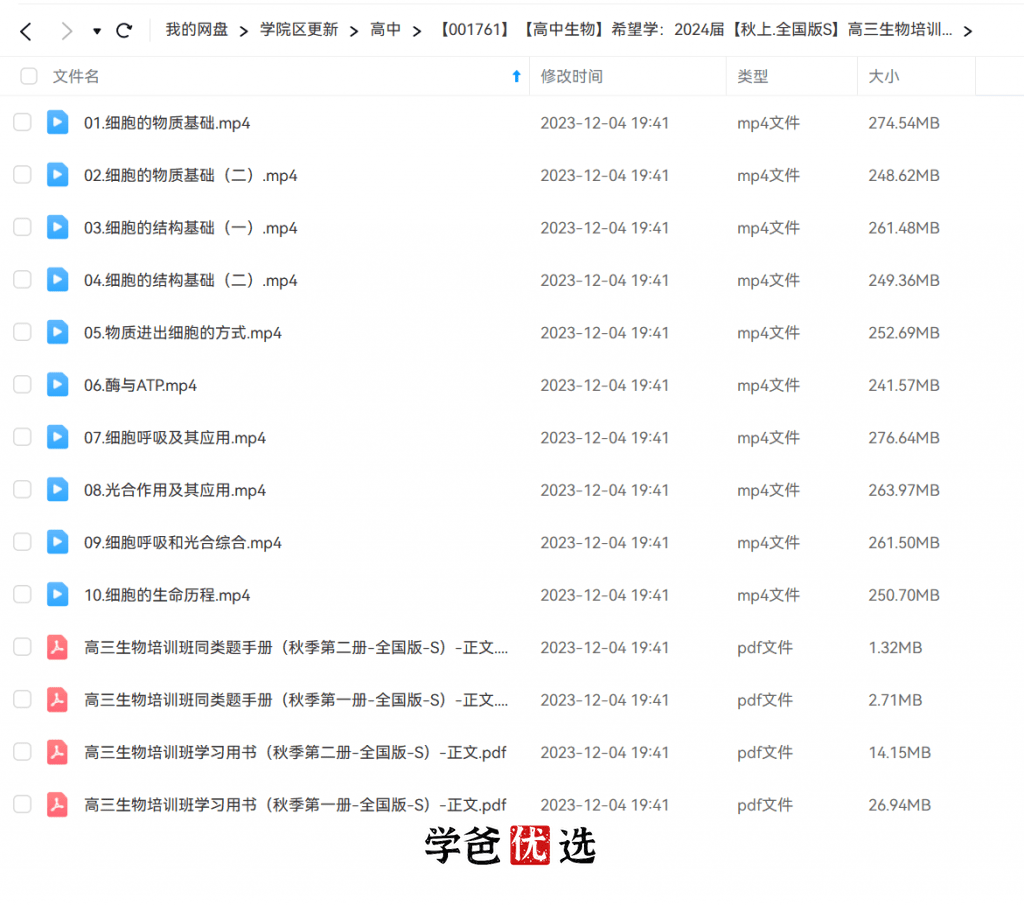 图片[2]-【001761】【高中生物】希望学：高三生物目标S班（暑）段麟飞-学爸优选