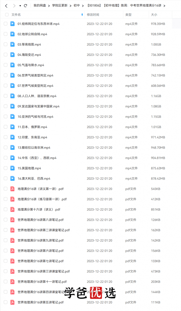 图片[2]-【001806】【初中地理】陈周：中考世界地理满分16讲-学爸优选