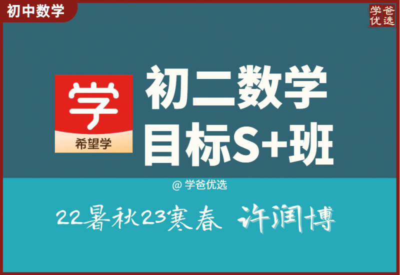 【002005】【初中数学】希望学：初二数学全国版目标S+（许润博）-学爸优选