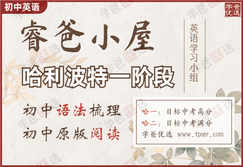 【002031】【初中英语】睿爸小屋（哈利波特一阶段）初中语法梳理和阅读（目标中考高分）-学爸优选