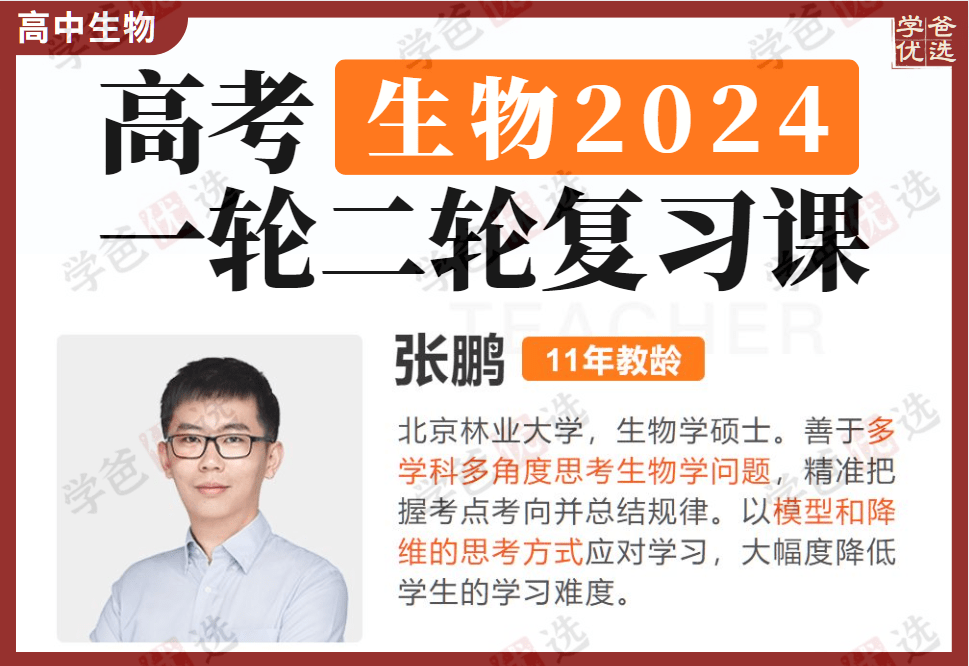 【002041】【高中生物】张鹏：高考生物总复习一轮二轮精讲（2024届）-学爸优选