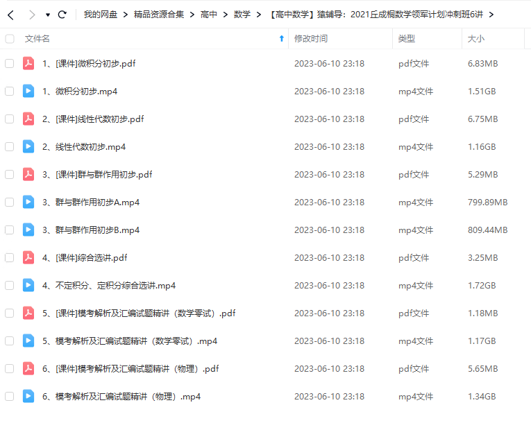 图片[3]-【000224】【高中数学】俞辰捷：清华领军计划丘班冲刺（微积分线性代数群与群作用）-学爸优选