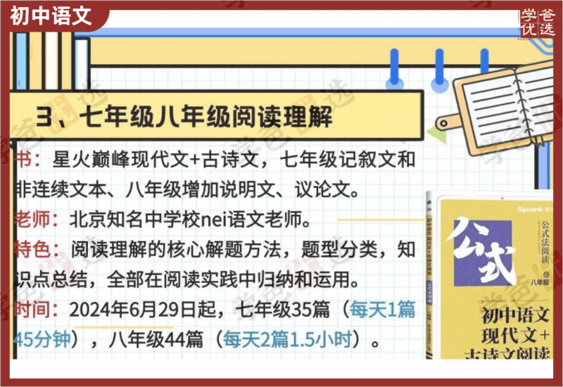 【002259】【初中语文】初一语文阅读（现代文+古诗文）臻领学星火巅峰训练-学爸优选