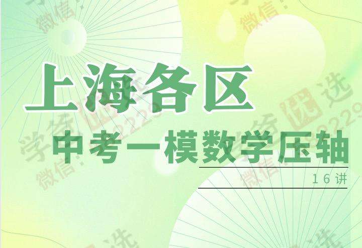 【000024】【初中数学】上海中考数学一模压轴题精讲-学爸优选