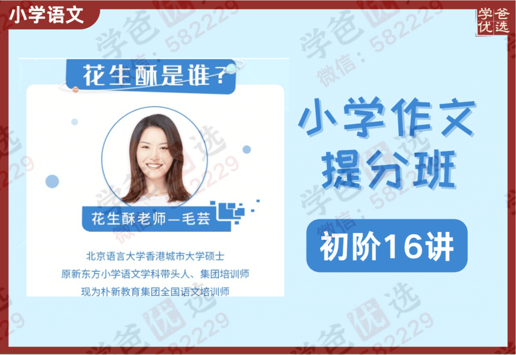 【000382】【小学语文】朴新网校大师班：毛芸（花生酥）小学作文提分班初阶-学爸优选