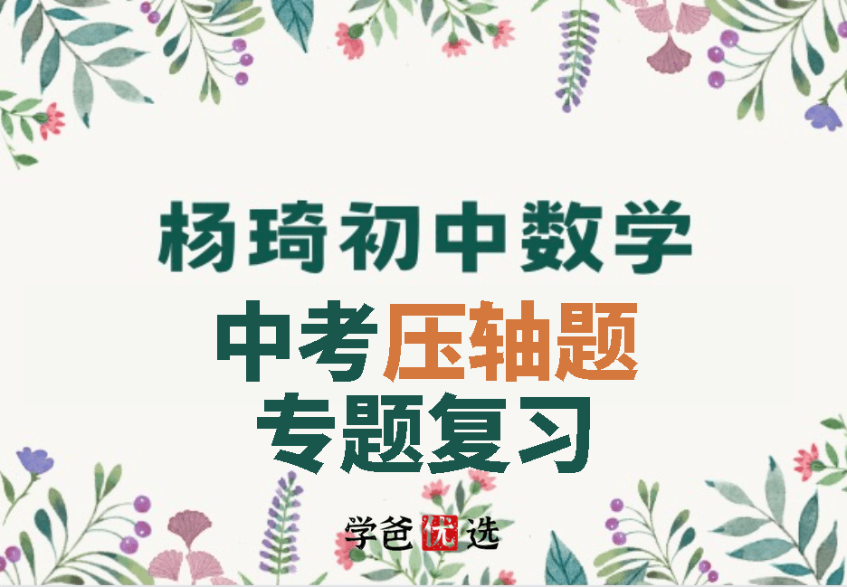 【000060】【初中数学】杨琦：九年级初三中考数学压轴题（圆、选择填空、函数、代数、几何、综合）-学爸优选