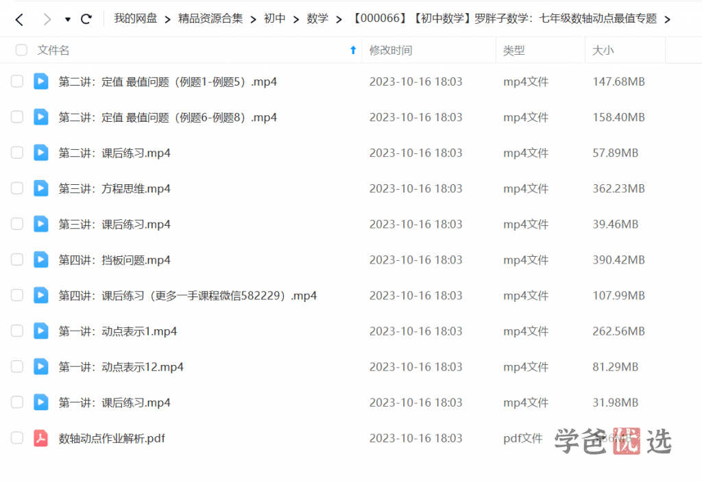 图片[2]-【000066】【初中数学】罗胖子数学：七年级数轴动点最值专题-学爸优选