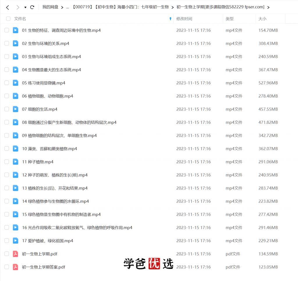 图片[2]-【000719】【初中生物】海曼小四门：七年级初一生物-学爸优选