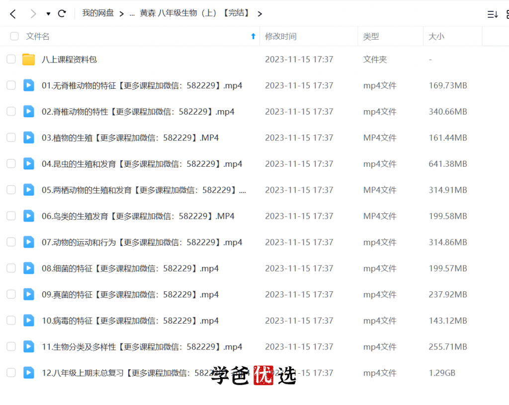 图片[2]-【000725】【初中生物】黄森：八年级初二生物全解-学爸优选
