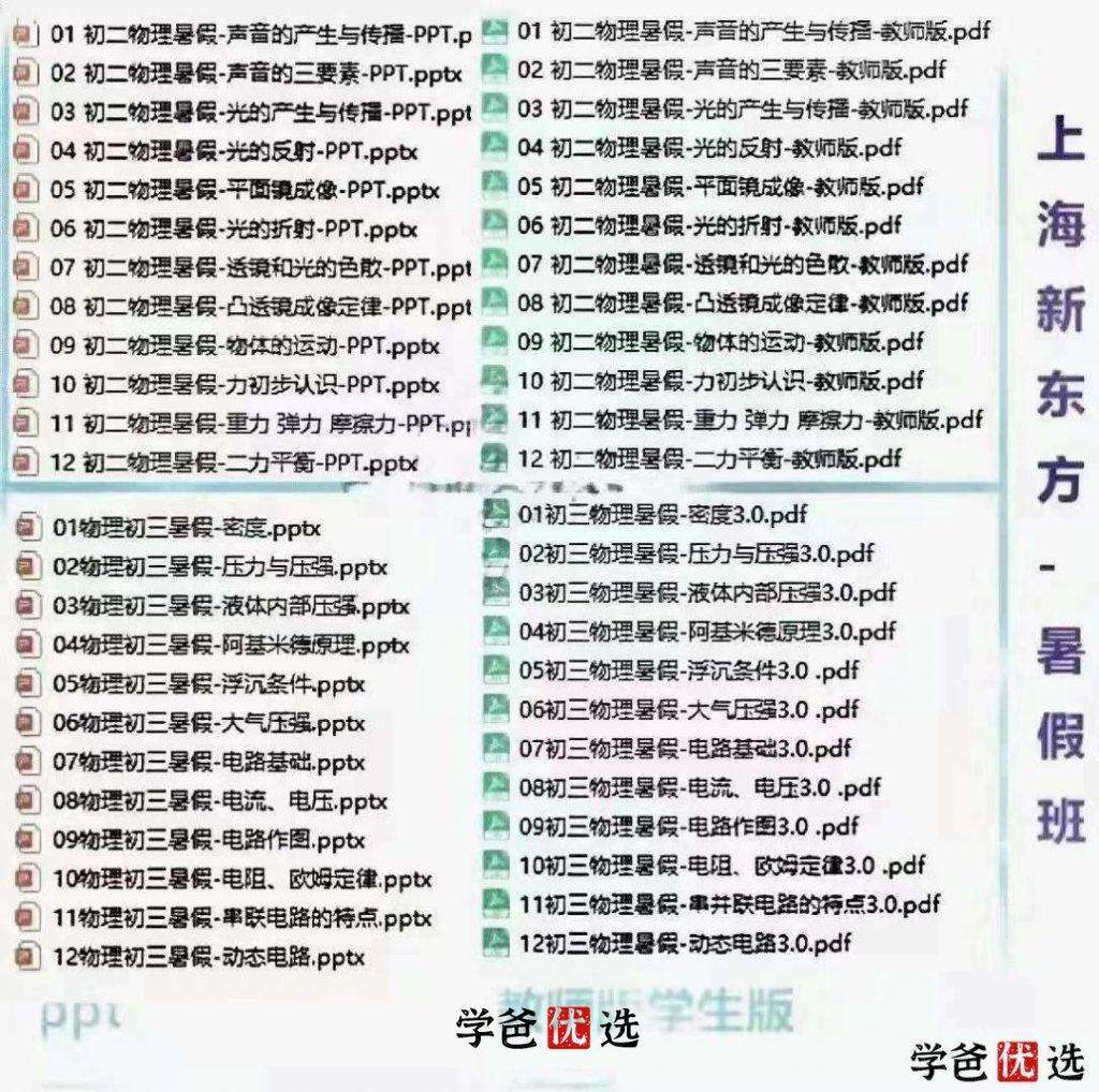 图片[3]-【000080】【初中物理】【资料】新东方初二物理同步教案、学生版、教师版讲义-学爸优选