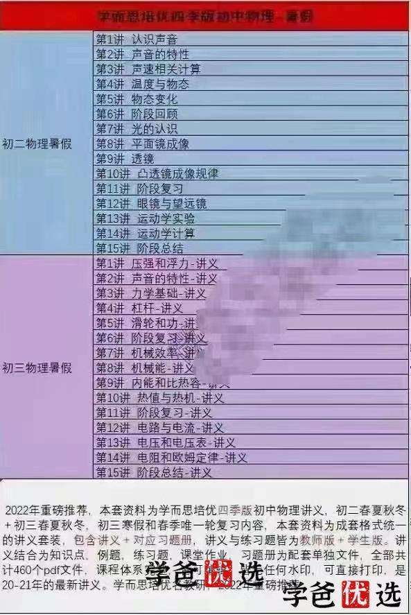 图片[2]-【000078】【初中物理】【资料】学而思培优：初二物理讲义和练习-学爸优选