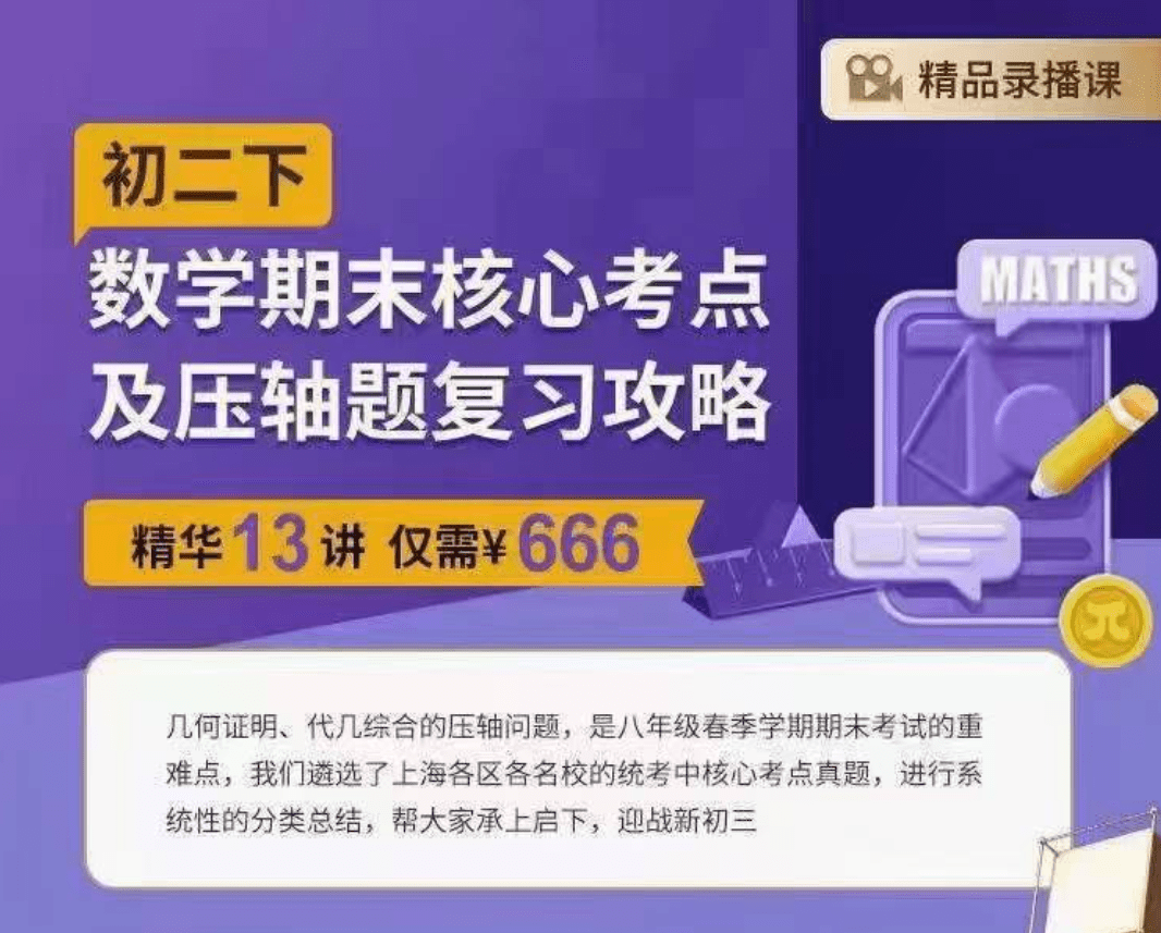 【003182】【初中数学】上海笔笔逗：八年级《期末核心考点及压轴题复习攻略》-学爸优选