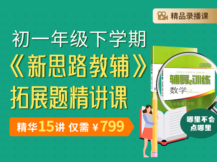 【003172】【初中数学】上海笔笔逗：七年级下册《新思路教辅》拓展题精讲课-学爸优选