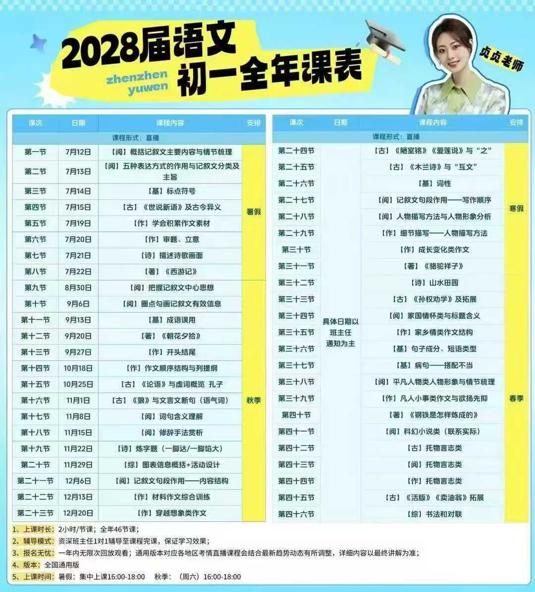 【新课发售2025暑🔥】贞贞初中语文全年班课程+书本都有，2025寒春也有无论孩子处于初一、初二打基础，还是初三-学爸优选