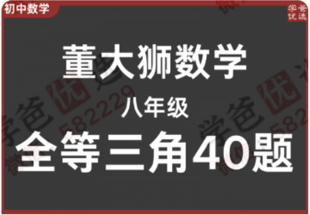 【002300】【初中数学】董大狮：初二数学全等三角形40题-学爸优选