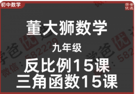 【002304】【初中数学】董大狮：初三数学反比例15课+三角函数15课-学爸优选