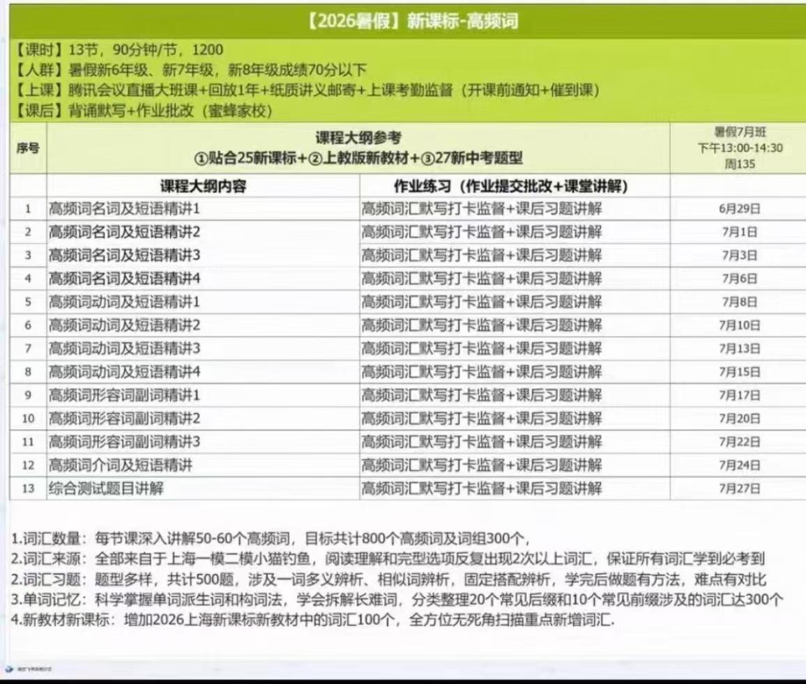 图片[2]-【初中英语】理查德：新课标高频词课（26暑）适合新6、新7和新8年级英语成绩欠佳的同学-学爸优选