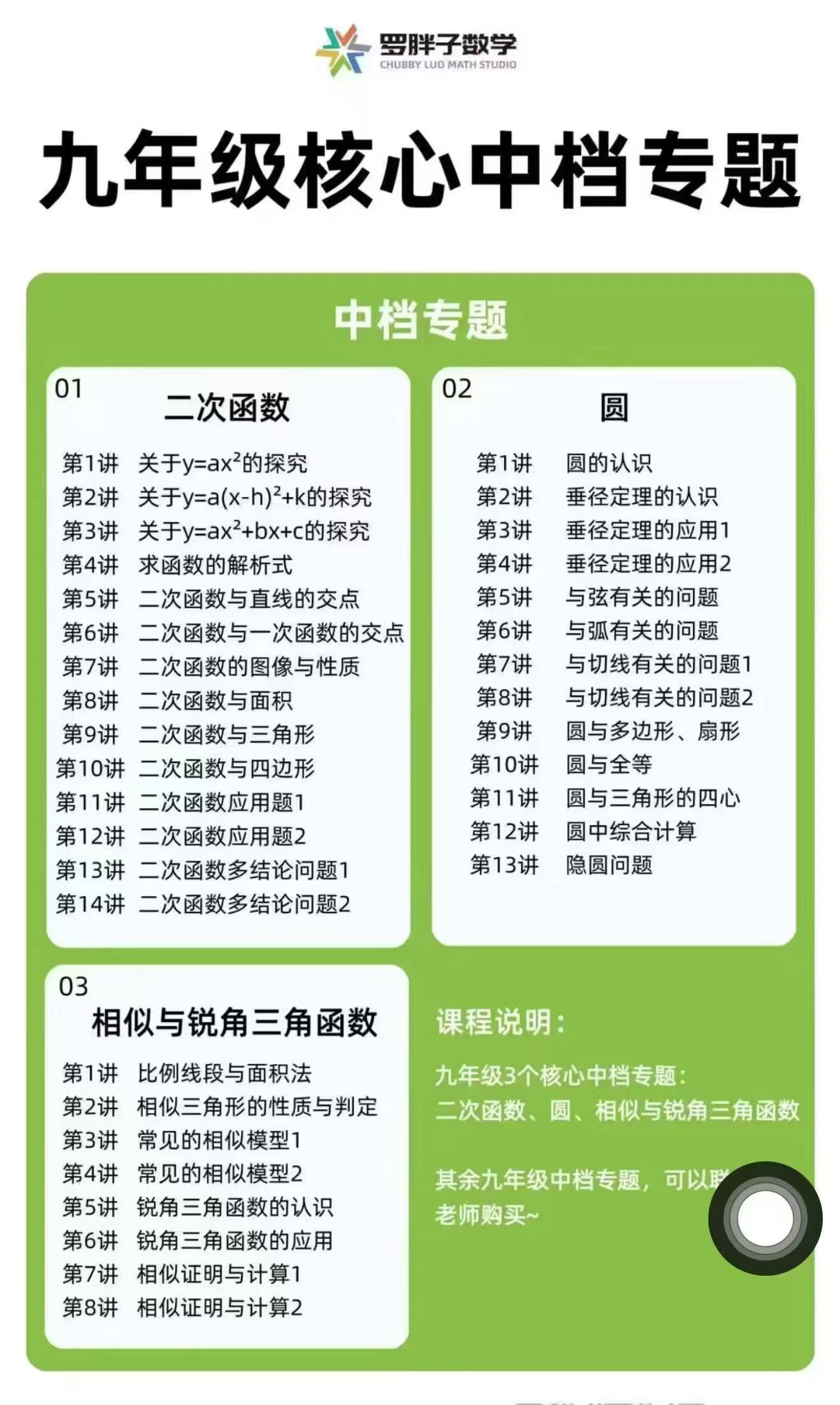 图片[3]-[强][庆祝]罗胖子数学新课，9年级核心中档专题，课程+书本，
合伙人最低价开号-学爸优选